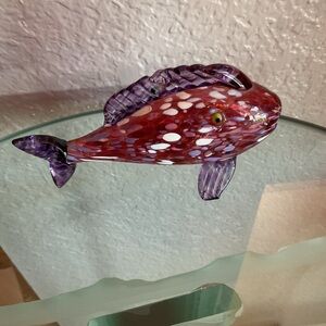 Vintage Hand Blown Glass Fish Signed, Thames Art Glass, collectible